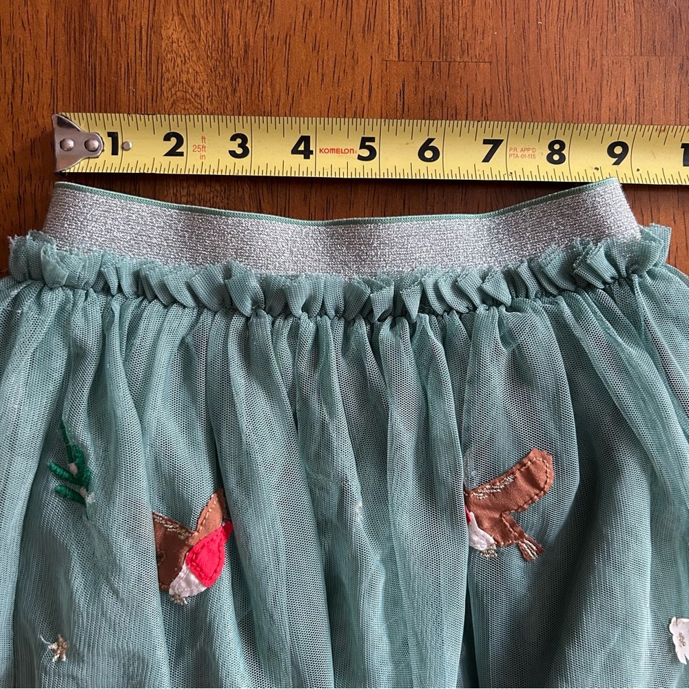 Mini Boden Robin Tulle Skirt | Girls 3–4Y | Green Bird Embroidered Tutu - Picture 9 of 11